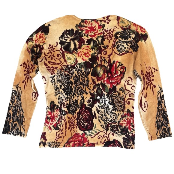 Vintage Venini Shirt Womens Medium Yellow Floral Stretch‎ Beaded Asian Oriental - Picture 8 of 8